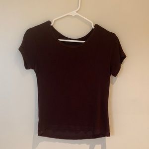 Brandy Melville dark maroon shirt sleeve sweater top
